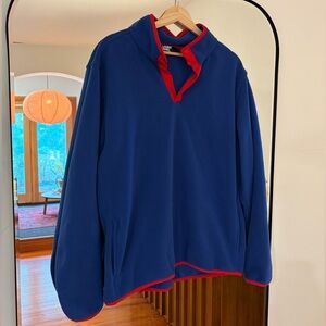 Lands' End Blue and Red Quarter Button Fleece size Large